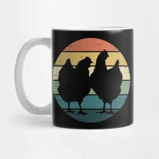 Retro Rainbow Hens for Chicken Lovers Mug